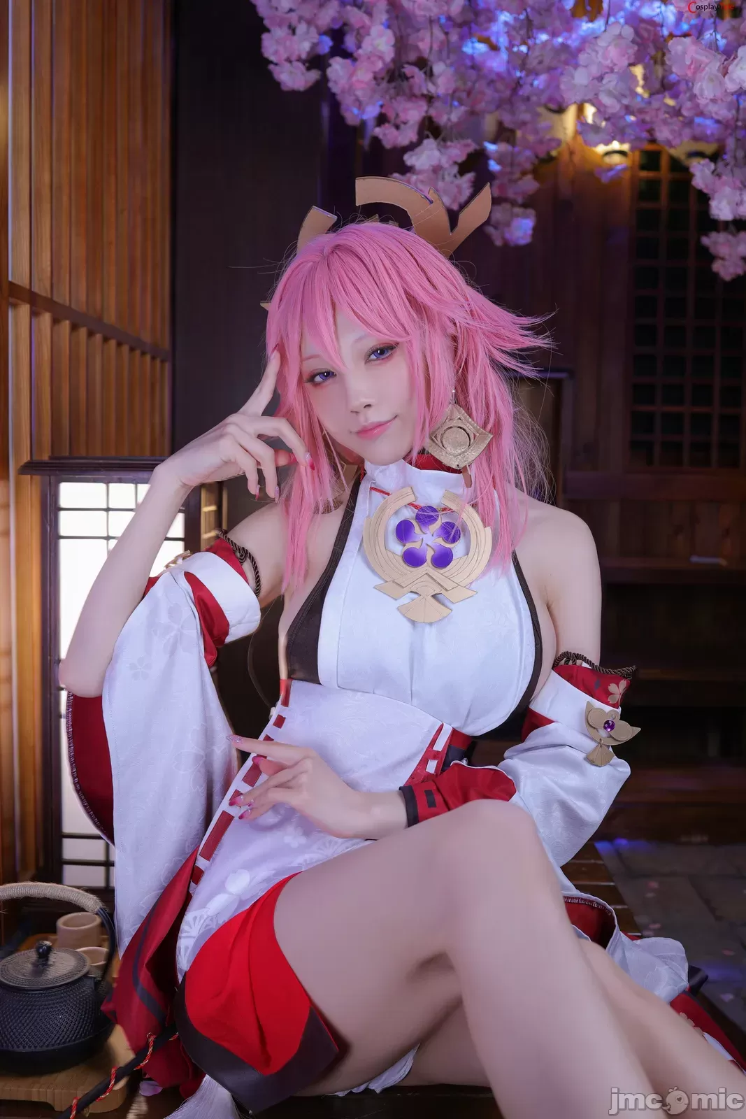 水淼aqua cosplay Yae Miko Genshin Impact非常漂亮